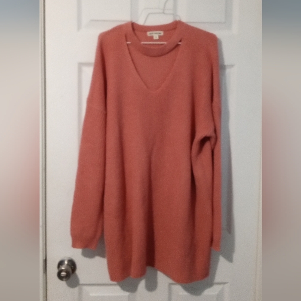 Zenana Outfitters Coral V-Neck Sweater